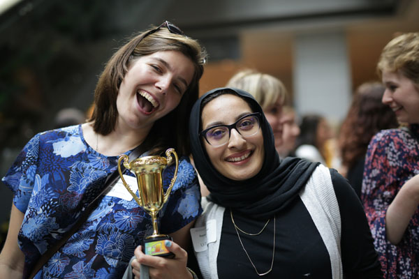 students and award cup